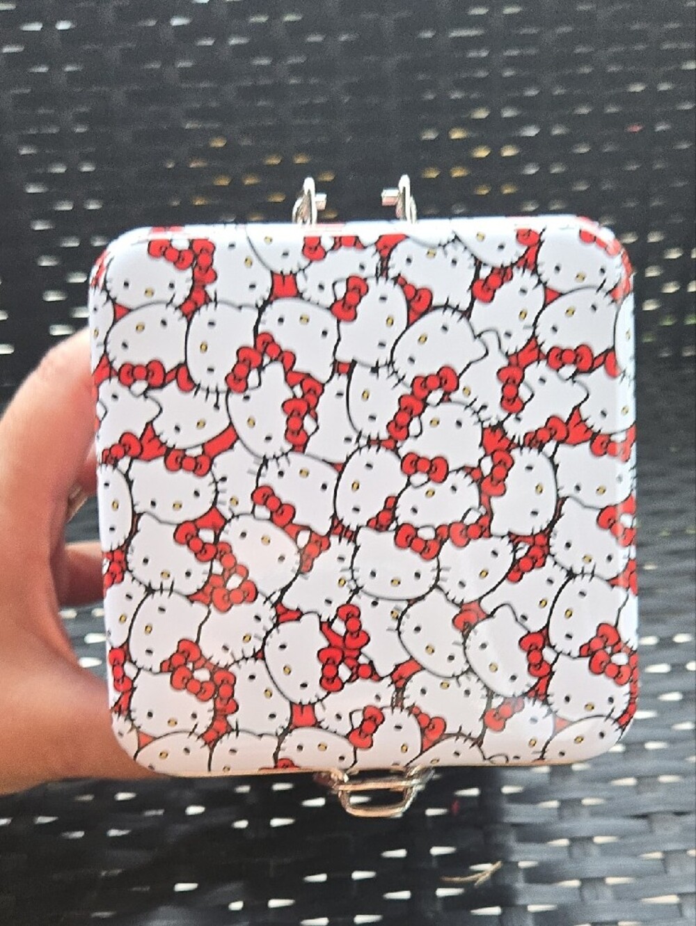 ❤️✨️NWT Hello Kitty Vintage-Style Polka Dot Storage Canister Tin w/ Latch Sanrio